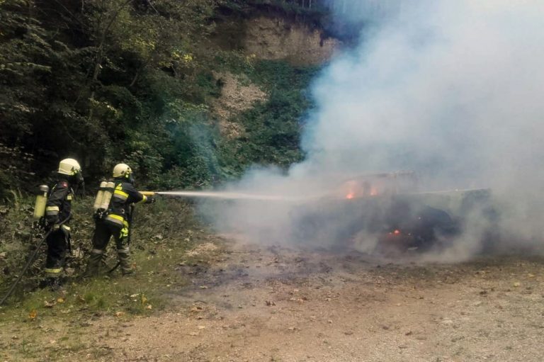 Brand eines Kfz auf Güterweg